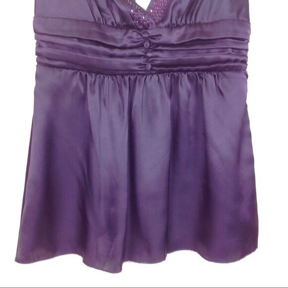 Forever 21‎  Sugar Plum Purple Beaded Sleeveless Top V-neck Satin Size Small - Picture 5 of 7